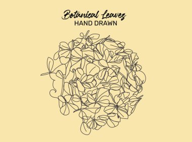 El yapımı yapraklar, bitkiler, ağaç dalları. Vektör şablonu karalama stili illüstrasyonuName.