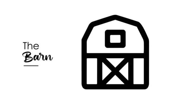 Fienile Fattoria Linea Arte Logo Simbolo Vettoriale Disegno Illustrazione Sfondo — Vettoriale Stock