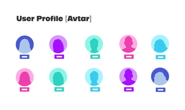 网站和应用的矢量图解 不同种族的男女的肖像 一组用户配置文件 彩色平面矢量插图 圆周运动者 — 图库矢量图片#