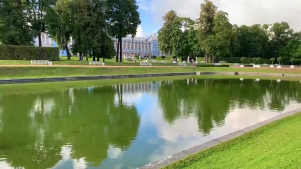 Saint Pétersbourg Russie Octobre 2022 Jardin Lac Devant Palais Catherine — Video
