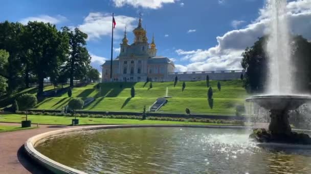 San Petersburgo Rusia Octubre 2022 Petergof Gran Palacio Iglesia Con — Vídeo de stock