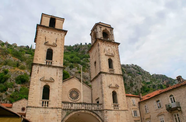 Старе Місто Котор Чорногорії Котовська Вежа Годинником Побудований 1166 Році Стокове Зображення