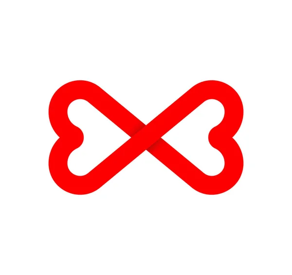 心臓からの無限サイン 循環赤の健康の心 現代の自然の無限のループ 未来的なロゴ企業デザイン — ストックベクタ