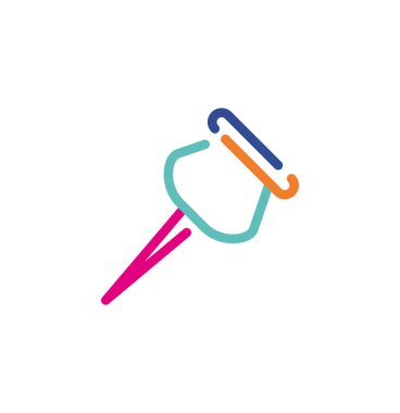 Soyut renkli raptiye logosu simgesi. Yeni pop sanatları renkleri olan modern çizgiler. Kalın çizgi temiz biçim şablonu seti.