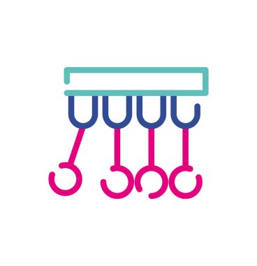 Soyut renkli sallanan fizik topu logosu simgesi. Yeni pop sanatları renkleri olan modern çizgiler. Kalın çizgi temiz biçim şablonu seti.