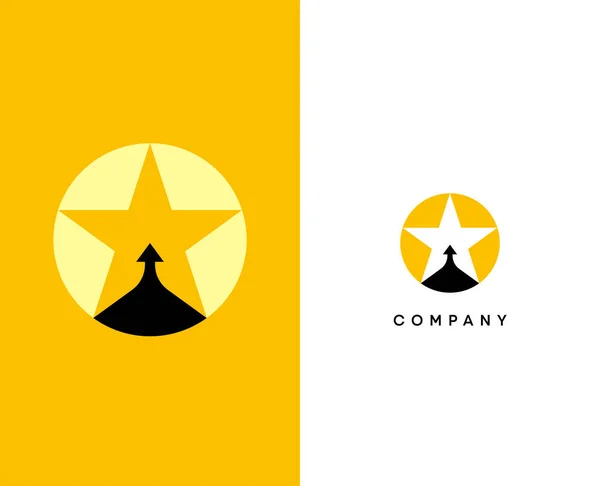 星と矢印のロゴ 矢印と星のアイコンを上昇 ラインスタイルはビジネスロゴやブランドロゴに使用できます フラットベクトルロゴデザインテンプレート要素 — ストックベクタ