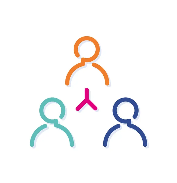 Abstraktes Farbenfrohes Teamwork Logo Die Menschen Sind Zusammen Moderne Linien — Stockvektor
