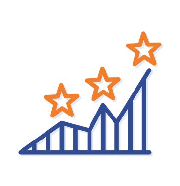 Soyut renkli yükselen grafik, başarı oku ve yıldız logo simgesi. Mali veriler. Yeni pop sanatları renkleri olan modern çizgiler. Kalın çizgi temiz biçim şablonu seti.