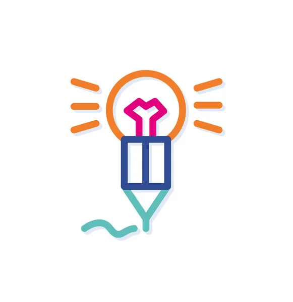 Ikona Logo Żarówki Abstrakcyjnym Ołówku Cykl Twórczy Nowoczesne Linie Nowych — Wektor stockowy