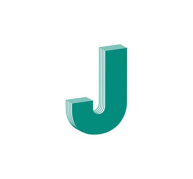 J harfinin 3 boyutlu modern logosu. Hat şeridi şeklinde sayı. Alfabe numarası karakter ve harfinin doğrusal soyut tasarımı. logo, kurumsal kimlik, uygulama, yaratıcı poster ve daha fazlası.