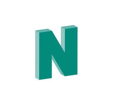 İzole edilmiş beyaz arkaplanda n harfinin vektör çizimi.