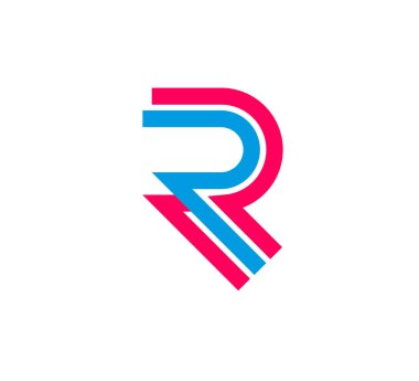 Cutout and linear modern letter r logo. Futuristic corporate identity logo, company graphic design.