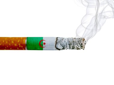 Algeria country smoking addiction creative design. Tobacco Industry concept. A healthy lifestyle is becoming more popular.