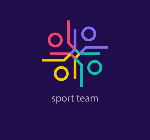 Unique Linear Sport People Logo Modern Color Transitions Sport Event — Stock Vector