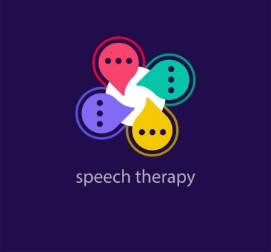 Modern speech therapy and dialog bubble logo. Unique color transitions. Communication agency logo template. vector.