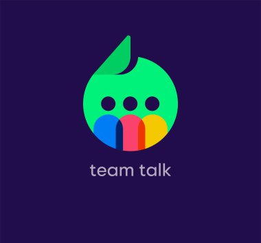 Team talk speech bubble logo. Unique design color transitions. Public speaking channel logo template. vector.