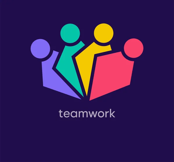 Stock vector Teamwork logo of people. Unique design color transitions. People together logo template. vector.