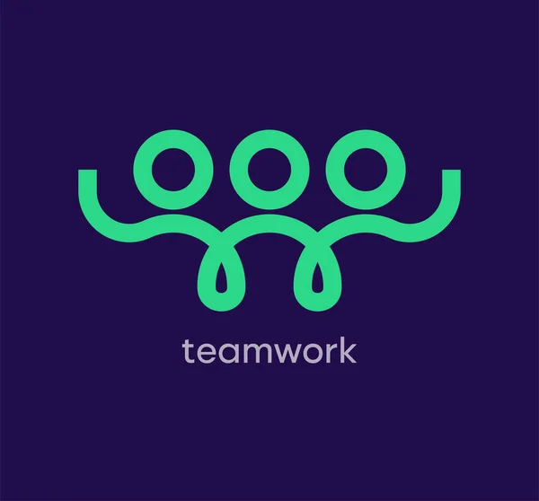 Teamwork Logo People Hands Holding Connection Solid Single Color Joint — ストックベクタ