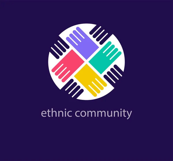 Ethnic Hand Community Logo People Unique Design Color Transitions People — Stock Vector
