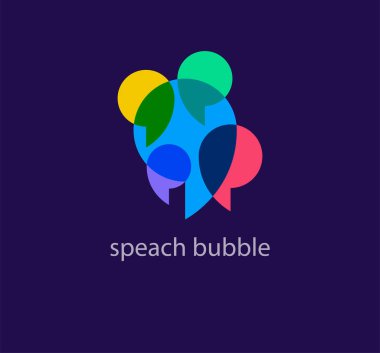 Modern konuşma balonları logosu. Eşsiz renk geçişleri. Beyin fırtınası ve takım logo şablonu hakkında konuşuyor. vektör