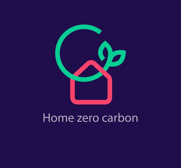 Zero Carbon House Logo Unique Color Transitions Clean Energy Eco — Stock Vector