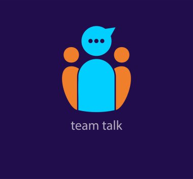 Eşsiz takım konuşma logosu. Renk değişimi eğilimi. Takım lideri konuşma logosu şablonu. vektör