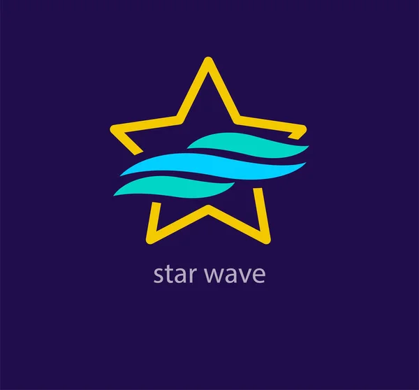 Unique Star Wave Combination Logo Trend Color Transitions Star Splash — Stock Vector