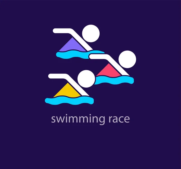 Unique Swimming Competition Team Logo Modern Design Color Team Race — Stock Vector