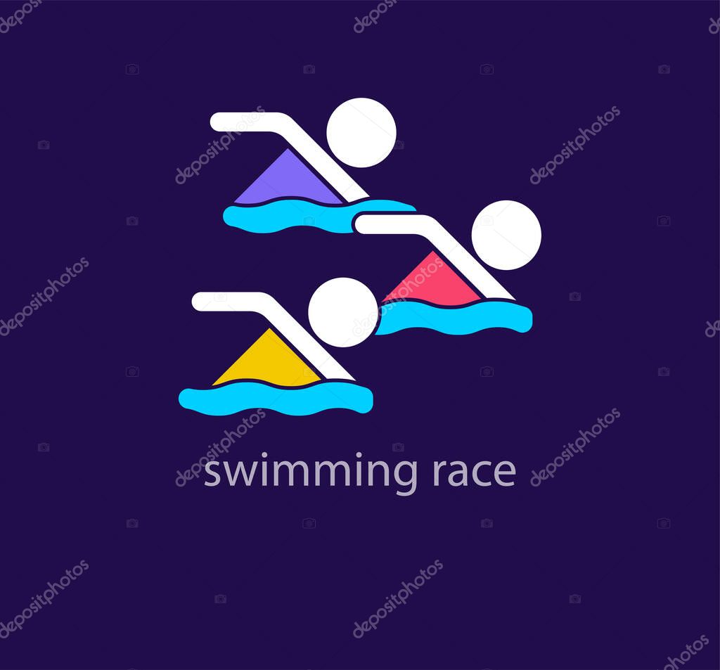 Unique swimming competition team logo. Modern design color. Team race logo template. vector.