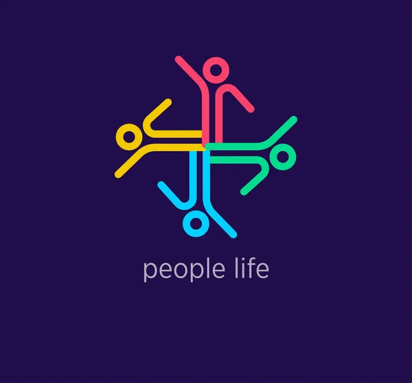 创意人物生活标志设计 现代设计的色彩 举起人类的标志模板 — 图库矢量图片