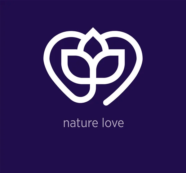 Creatief Hart Bloem Logo Ontwerp Biologische Lifestyle Logo Sjabloon Vector — Stockvector