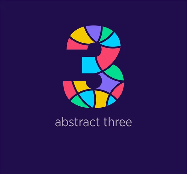 Сучасний Абстрактний Номер Три Значок Логотипу Унікальні Кольорові Переходи Дизайну — стоковий вектор