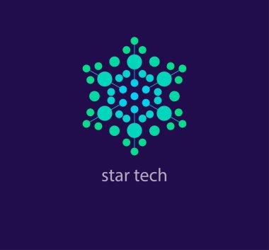 Yaratıcı yıldız teknolojisi nokta logosu tasarımı. Modern tasarım rengi. İskele yıldızı logo şablonu. vektör.