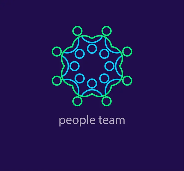 Σχεδιασμός Λογότυπου Ομάδας Δημιουργικών Γραμμικών Ανθρώπων Μοντέρνο Χρώμα Κυκλικό Ανθρώπινο — Διανυσματικό Αρχείο