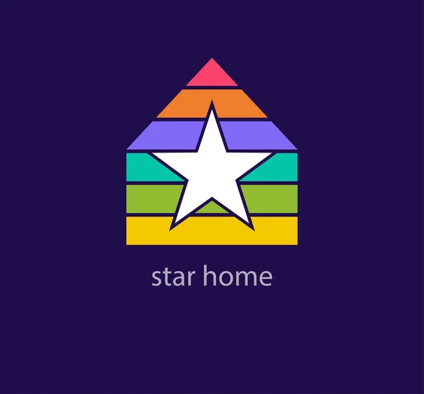 Kreative Star Home Logo Gestaltung Moderne Designfarbe Immobilien Lieblingshaus Und — Stockvektor