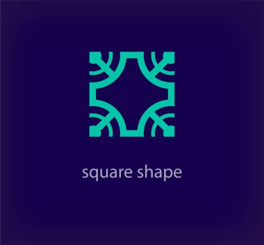 Eşsiz kare desenli logo. Modern tasarım rengi. Yaratıcı şekil ve kare konsept logo şablonu. vektör.