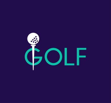 Modern golf tipografi topu logosu. Eşsiz renk geçişleri. Golf turnuvası ve takım logosu şablonu. vektör.