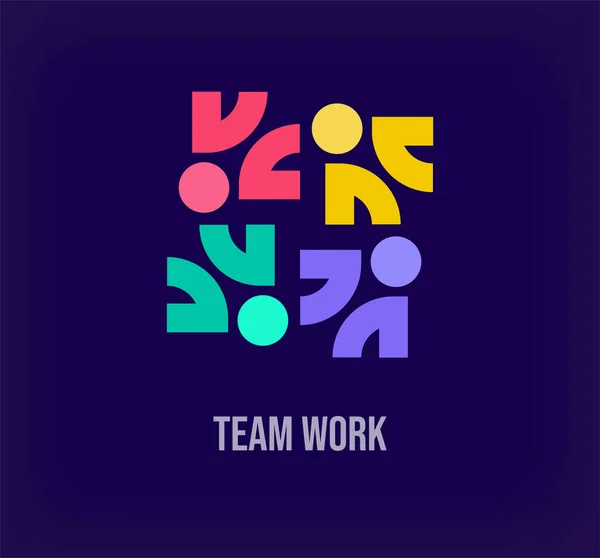 Командная Работа Люди Идея Солидарности Современный Логотип Уникальные Цветовые Переходы — стоковый вектор