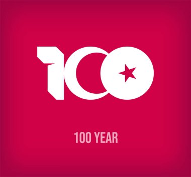 Ay ve yıldızların birleşmesinin 100. yıldönümünü kutluyoruz. Modern ve profesyonel 100. yıl dönümü logosu tasarımı.