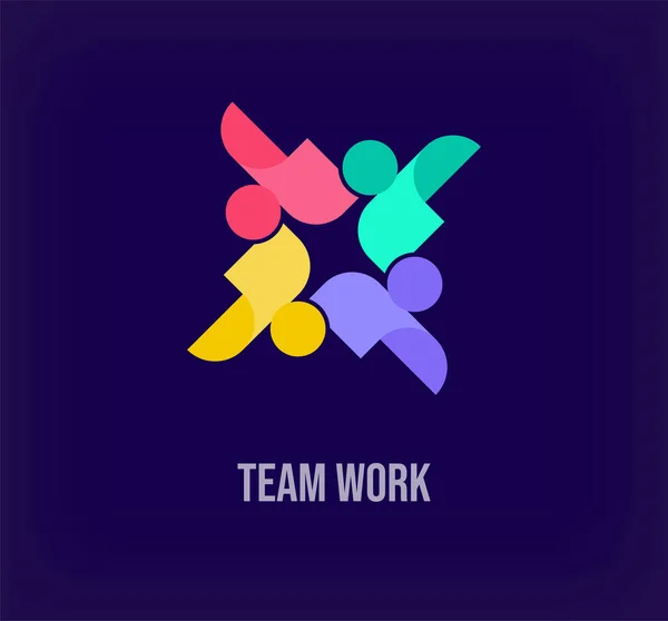 Красочная Командная Работа Люди Идея Солидарности Современный Логотип Уникальные Цветовые — стоковый вектор