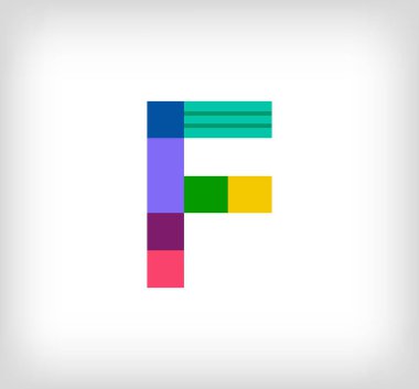 Yaratıcı soyut harf F çok renkli doğrusal logo. Yeni pop sanatları renkleri olan modern harf dizeleri. Yazı tipi alfabe şablonu. Yaratıcı eğitim geometrik.vektör