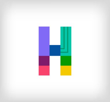 Yaratıcı soyut harf H çok renkli doğrusal logo. Yeni pop sanatları renkleri olan modern harf dizeleri. Yazı tipi alfabe şablonu. Yaratıcı eğitim geometrik.vektör