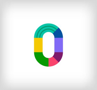 Yaratıcı soyut harf O çok renkli doğrusal logo. Yeni pop sanatları renkleri olan modern harf dizeleri. Yazı tipi alfabe şablonu. Yaratıcı eğitim geometrik.vektör