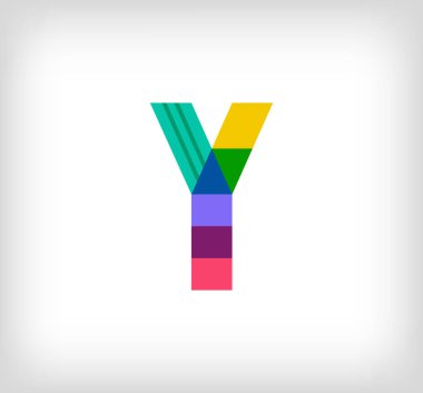 Yaratıcı soyut harf Y çok renkli doğrusal logo. Yeni pop sanatları renkleri olan modern harf dizeleri. Yazı tipi alfabe şablonu. Yaratıcı eğitim geometrik.vektör