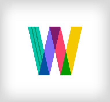 Yaratıcı soyut harf W çok renkli doğrusal logo. Yeni pop sanatları renkleri olan modern harf dizeleri. Yazı tipi alfabe şablonu. Yaratıcı eğitim geometrik.vektör