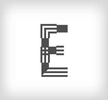 E harfi modern logo. Mektup şerit halinde. Alfabe harfi karakteri ve doğrusal soyut tasarım. logo, kurumsal kimlik, uygulama, yaratıcı poster ve daha fazlası.