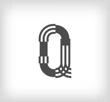 Q harfi modern logo. Mektup şerit halinde. Alfabe harfi karakteri ve doğrusal soyut tasarım. logo, kurumsal kimlik, uygulama, yaratıcı poster ve daha fazlası.