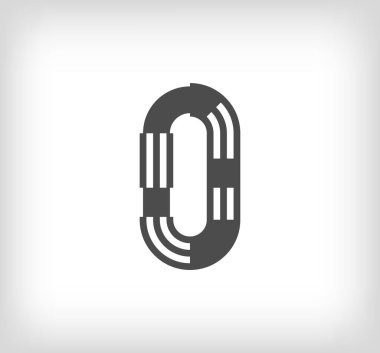0 numaralı doğrusal modern logo. Harf şerit şeklinde yazılmış. Alfabe numarası karakter ve doğrusal soyut tasarım. logo, kurumsal kimlik, uygulama, yaratıcı poster ve daha fazlası.
