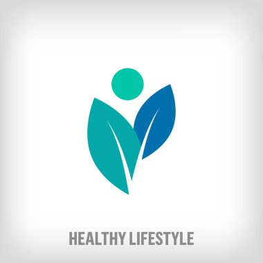 Yaratıcı yaprak insan işareti logosu. Eşsiz renk geçişleri. Sağlık, organik ve meditasyon logosu. vektör