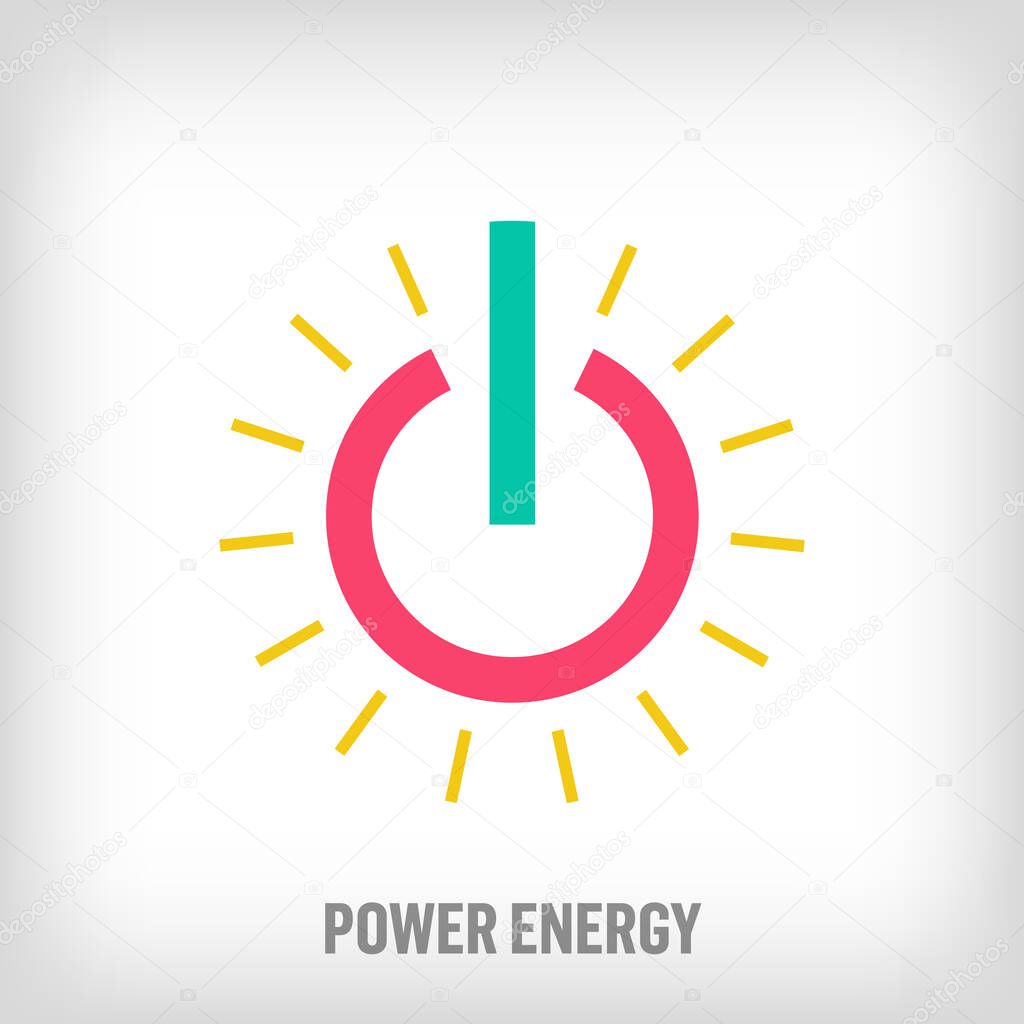 Modern natural solar energy power button logo. Unique creative sustainable solar panel. Environmental logo template. vector.
